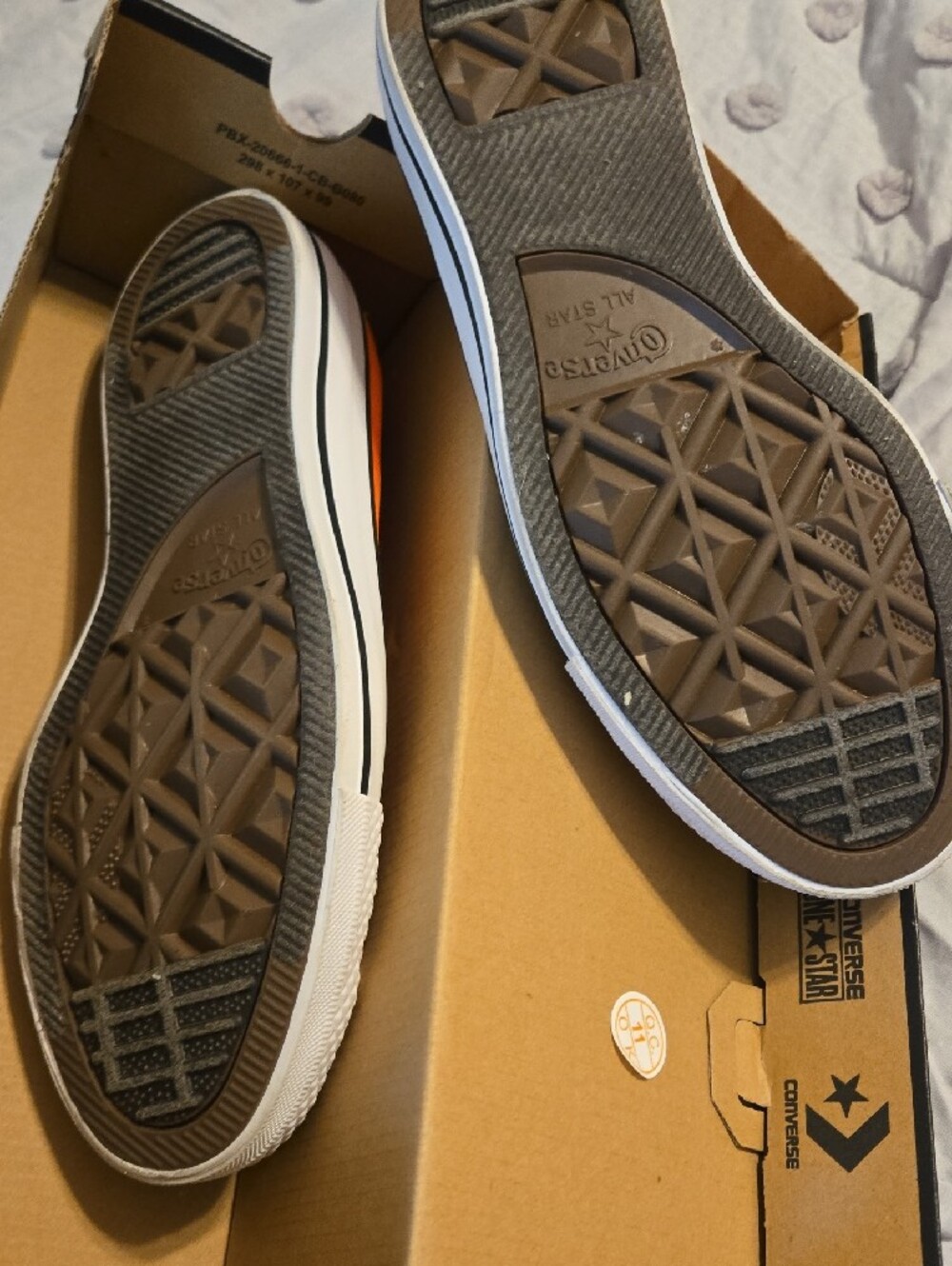 Converse Women's Neon Orange Low-Top Sneakers with White Laces - Picture 3 of 4